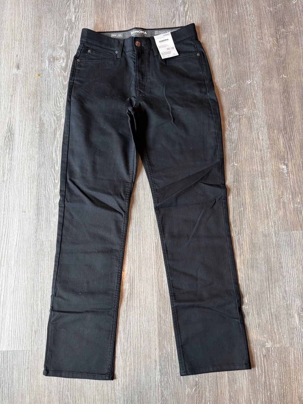 NWT Sonoma Men's Black Straight-Leg Chinos